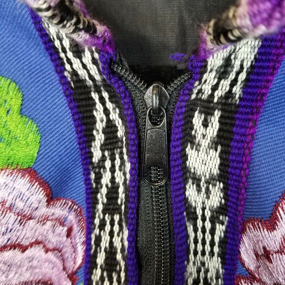 Vtg Jacket Embroidered Floral Southwestern Art to Wear Sz L Full Zip Boho Bomber - Picture 7 of 7